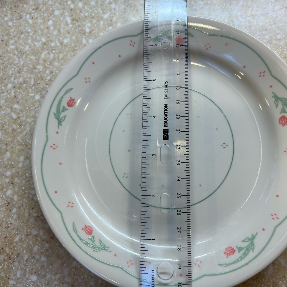 Set of 6 CORELLE CALICO ROSE 7.25 Salad or Bread small plates - Picture 8 of 16